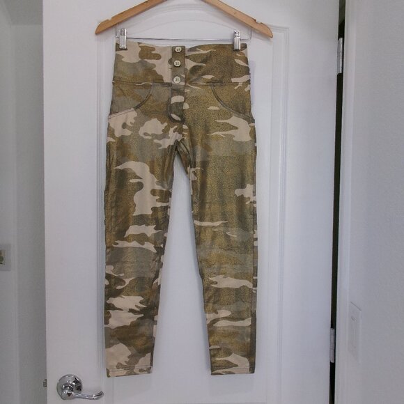 New with tags Freddy WR. UP Gold Glitter Camo High Waist Button Fly Pants S - Picture 3 of 14